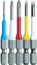 アネックス(ANEX) カラービット ACPM5-01 段付アソートセット 5本組(+00/+0/+1/?3/?4)6.35mm六角軸 精密作業用 日本製