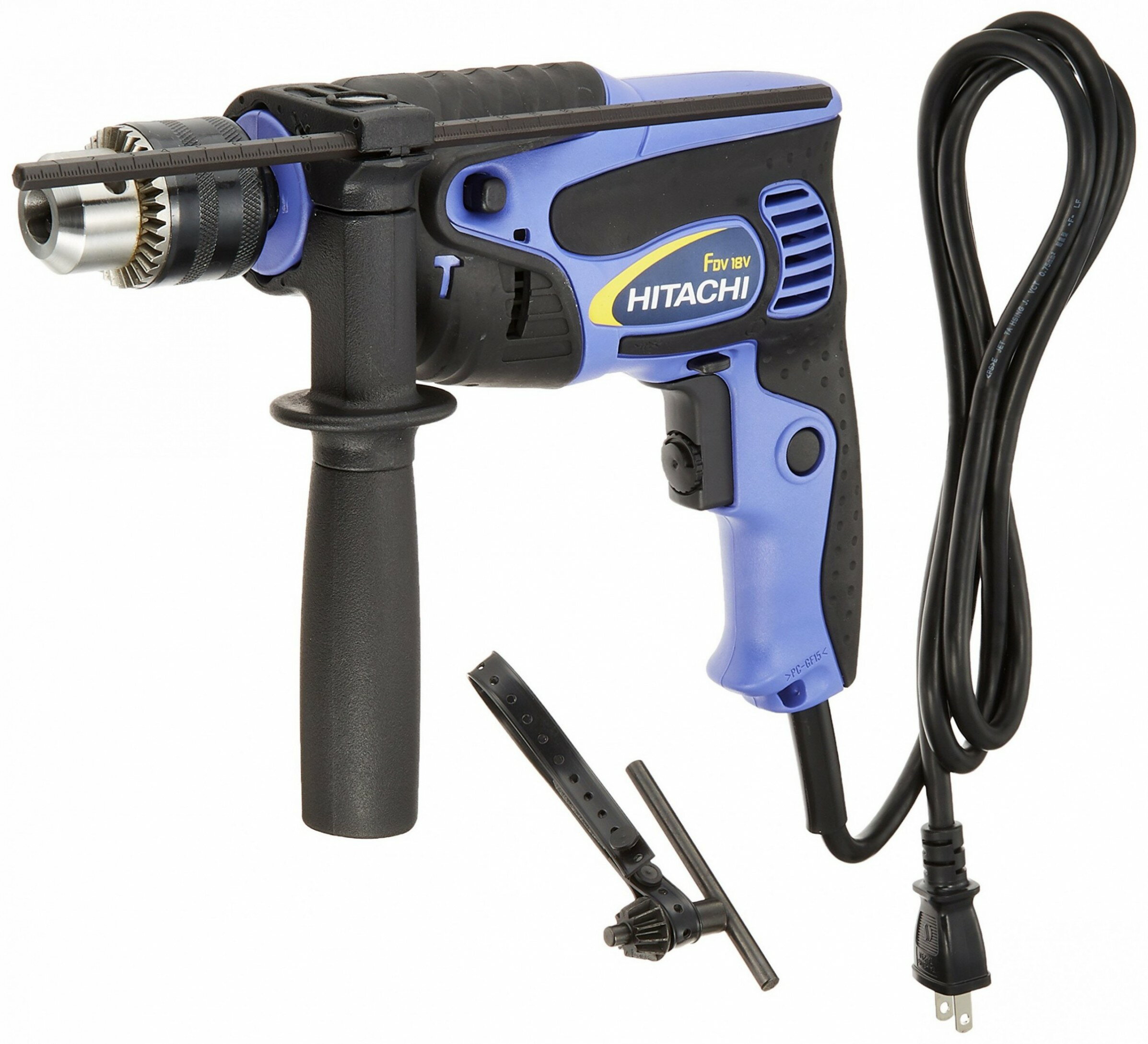 コンクリートや金属、木材の穴あけに最適な振動ドリルです。プロの現場やDIYユーザーに求められるパワフルな性能を備え、効率的な作業を実現します。【商品説明】本製品は700Wを超える720Wの強力なモーターを搭載しており、無段変速の微調整ダイヤル付きスイッチで、用途に応じた回転速度の細かな制御が可能です。回転数は0?3100min-1、無負荷打撃数は0?49600min-1で、多様な素材に対応した高い実効性能を実現しています。重量は約1.7kgと軽量で持ちやすく、手にやさしいソフトグリップ設計により、長時間の作業でも疲れにくいのが特徴です。サイドハンドルは360度回転でき、お好みの位置に固定可能で安定した作業姿勢をサポートします。チャック把握径は1.5?13mmで、コンクリート18mm、鉄工13mm、木工30mmまでの穴あけが行えます。標準付属品のチャックハンドル、サイドハンドル、デプスゲージ、携帯ケースがセットになっており、持ち運びやすくすぐに使用可能です。電源は単相100Vで電流は7.5A、コードは2心・1.8mの長さで取り回しやすく、様々な作業環境に対応します。振動値は回転＋打撃で14.7m/s?（EN60745-2-1規格による測定）と適度に抑えられており、作業時の負担を軽減します。【主な特徴】・720Wのハイパワーモーター搭載で高い作業効率・無段変速スイッチで細かい回転調整が可能・コンクリート18mmをはじめ多素材に対応する穴あけ能力・持ちやすいソフトグリップと360°回転できるサイドハンドル・標準付属品が充実し携帯ケース付きで持ち運びも便利【商品仕様】・ブランド: HiKOKI(ハイコーキ)・型番: FDV18V A6・性能/規格: 回転数0?3100min-1、打撃数0?49600min-1、チャック把握径1.5?13mm、穴あけ能力 コンクリート18mm/鉄工13mm/木工30mm・重量: 約1.7kg・電源/電圧: 単相100V・同梱物: サイドハンドル・デプスゲージ・チャックハンドル・ケース