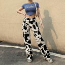 デニムパンツワイドパンツ ダルメシアン柄 白黒 ダンス衣装 キッズ レディース HIPHOP ヒップホップ 無地 個性的 服 原宿系ジュニア オシャレかっこいい...