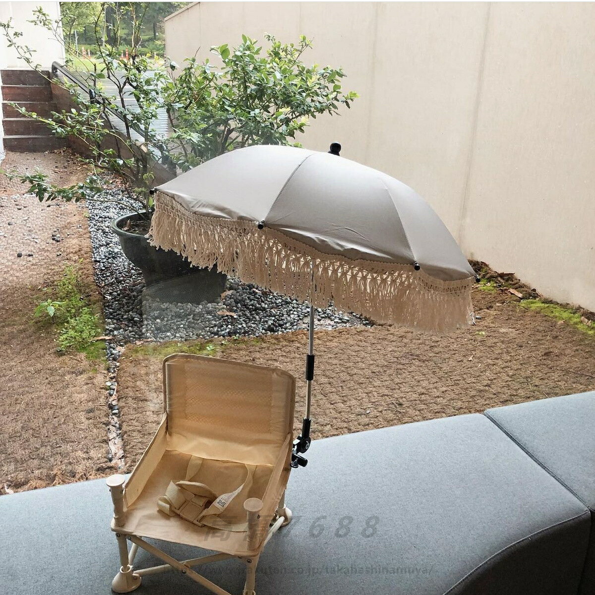 パラソル 傘 日傘 チェア用 子供 椅子用 日除け チェア用アンチUV と防水性 可愛い　UVカット レース+タッセル 固定フレーム付き 送料無料