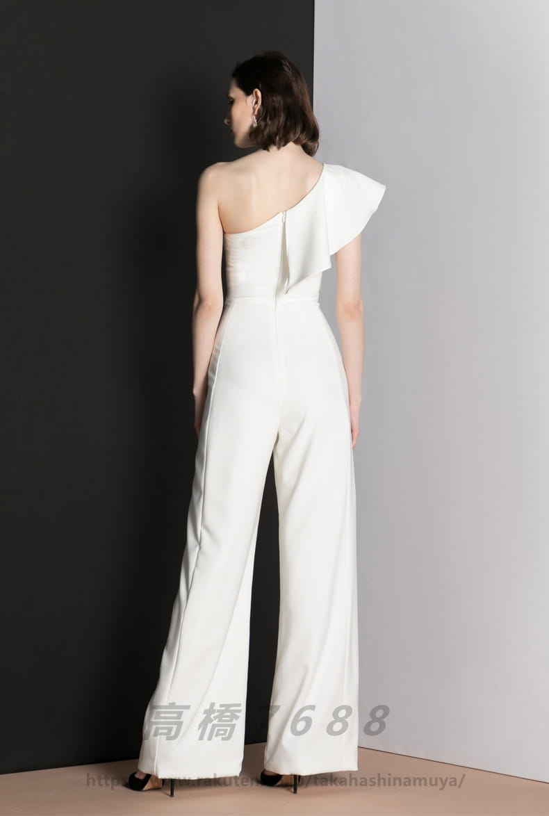 パンツドレス 結婚式 パーティードレス 演奏会 二次会 キレイめ オールインワン パーティー 入学式 卒園式 大きいサイズ 母 パンツ お呼ばれ 20代 30代 40代 パンツスタイル ロングドレス ホワイト 白