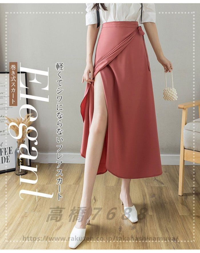 高橋7688のスカート レディース フレアスカート ミモレ丈 スカート ロング 巻きスカート ラップスカート 春夏 オフィス ロング スカート マキシスカート スカート 春 夏 マルチウェイ スカート ロングスカート ロング丈 シファン スカート着痩せ アウトドアスカート｜アングル2