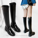 厚底ブーツ ロングブーツ レディース ジョッキーブーツ 乗馬ブーツ 革ブーツ ロング丈 サイドジップ ローヒール4cm 黒 ブラック サイドジッパー ダンスシューズ コスプレ靴 コスプレブーツ エンジニアブーツ 軍服系 イベント 仮装 女装 男装 パーティー 劇団衣装 カッコいい