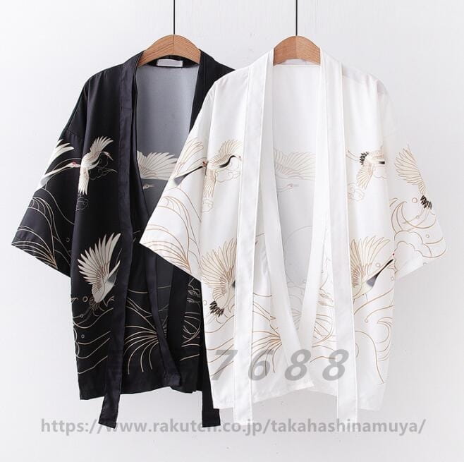 羽織 着物風 レディースカーディガン UVカット羽織 鶴柄 ベルトあり 甚平和式 羽織 5分袖 和風 浴衣風アウター 夏 ルームウェア UVカット羽織 カジュアル 花火大会 部屋着