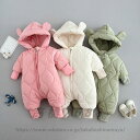 雪遊び フード付き 耳付き くま カバーオール ロンパース ベビー キッズ 子供服 ダウンコート 防寒 軽量 男の子 女の子 ファスナー ジャケット 中綿 防寒...