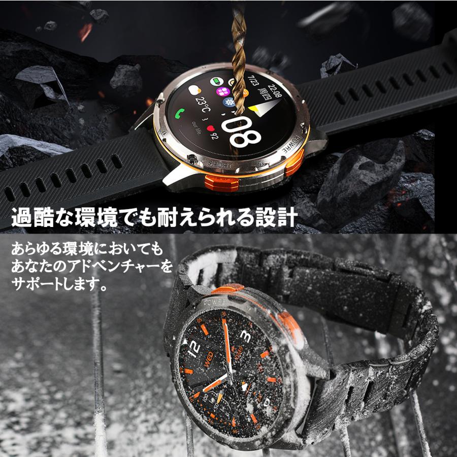 2025年究極新設計 スマートウォッチ 軍用規格 日本製レディース 1.43インチ Bluetooth5.3通話 AMOLED高精度大画面 高輝度懐中電灯 400mAh 腕時計 耐衝撃 高齢者にも最適 iPhone アンドロイド対応 活動量計 Line通知 100+運動モード IP67防水 GPS運動記録