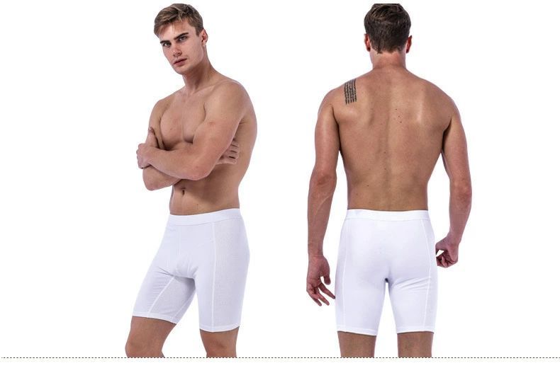 送料無料 ボクサーパンツ ロング ボクサーブリーフ メンズ インナー 下着 アンダーウェア 前閉じ シンプル 無地 スポーツ 股ずれ防止 フィットネス 長め 立体成型 男性用 紳士用