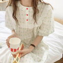 ネグリジェ 春夏 レディース 半袖ワンピース 花柄フレア 可愛いパジャマ ロング丈ネグリジェ ナイトロープ 部屋着 オシャレルームウェア ゆったり韓国風