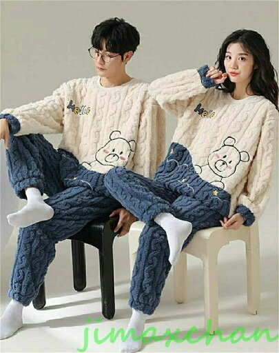 【送料無料】ペア パジャマ 冬 モコモコパジャマ カップル ルームウェア 長袖 上下セット 可愛い パジャマ お揃い 夫婦 もこもこ パジャマ レディース カップル