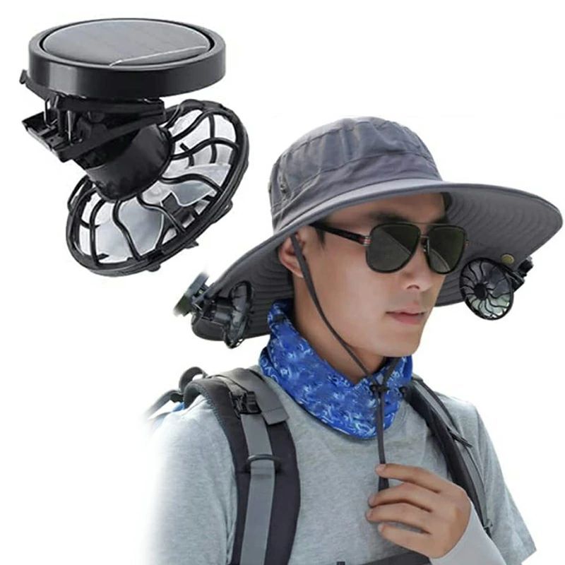 クリップオンキャップミニソーラーファン 屋外ポータブル冷却ファン用 携帯扇風機 ミニファン 扇風機