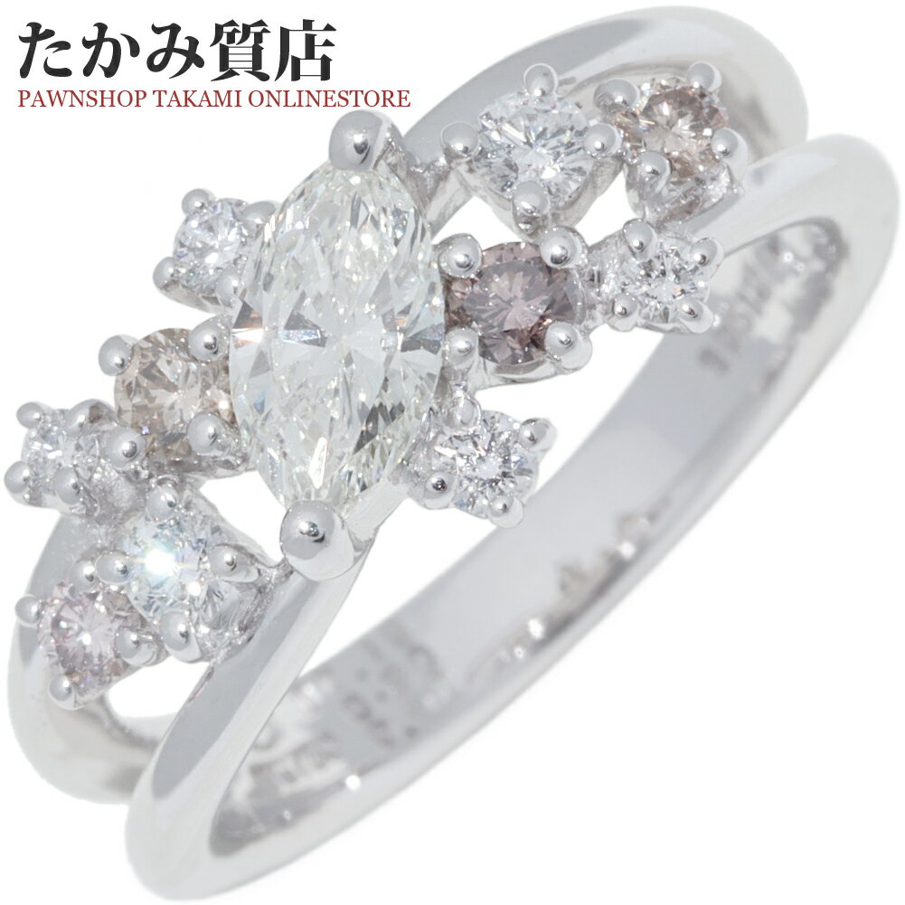 Rakuten - 指輪(リング) K18WG マーキスカットダイヤ0.50ct/ダイヤ0.19ct/ダイヤ0.20ct 13号