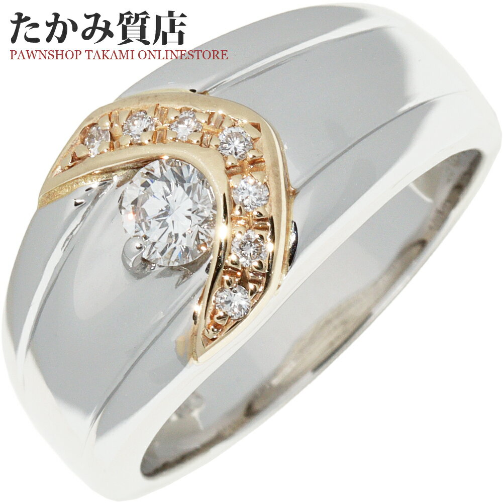 指輪 Pt900 K18YG ダイヤ0.305ct(F-VS1-VERYGOOD-NONE) ダイヤ0.092ct 19号