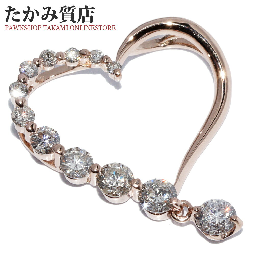 ペンダントトップ K18PG ダイヤ1.00ct オープンハート