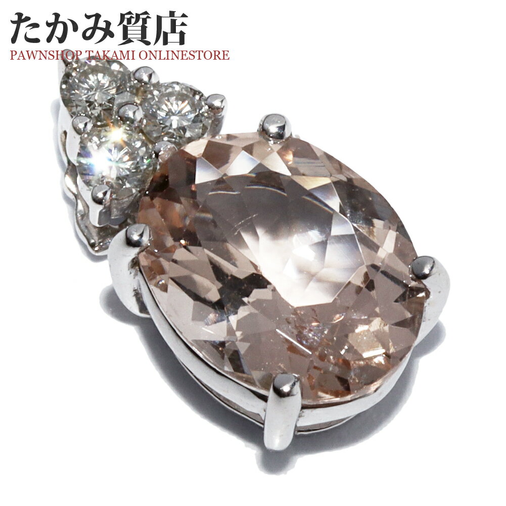 ペンダントトップ K18WG クンツァイト2.00ct ダイヤ0.15ct