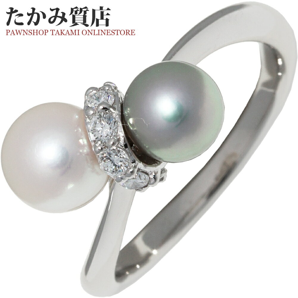 Rakuten - 指輪 Pt900 セミブラックパール(黒真珠) パール(真珠) ダイヤ0.17ct 11.5号
