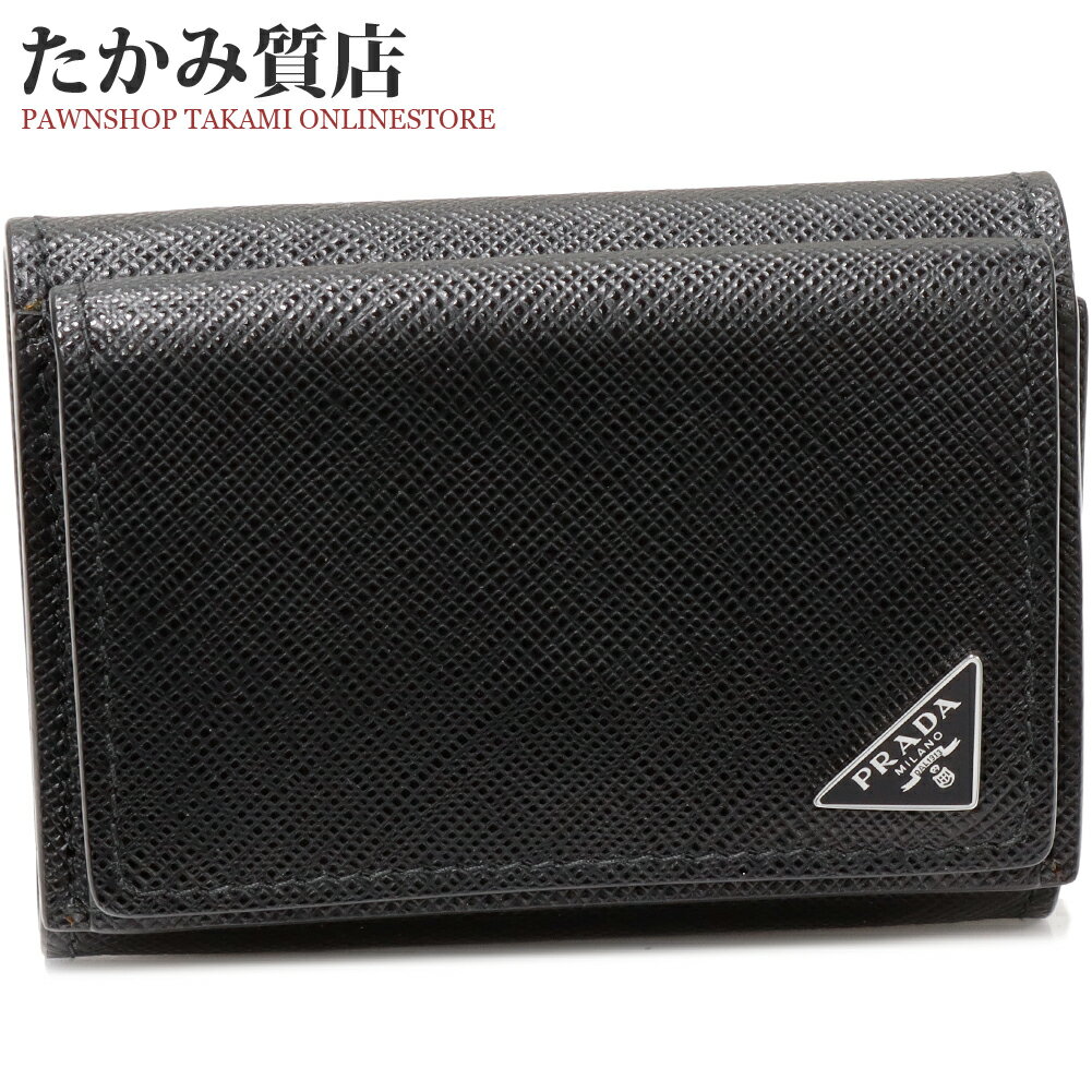 プラダ 三つ折り財布(小銭入れあり) サフィアーノトライアングル カーフ ネロ(黒) 2MH021のサムネイル