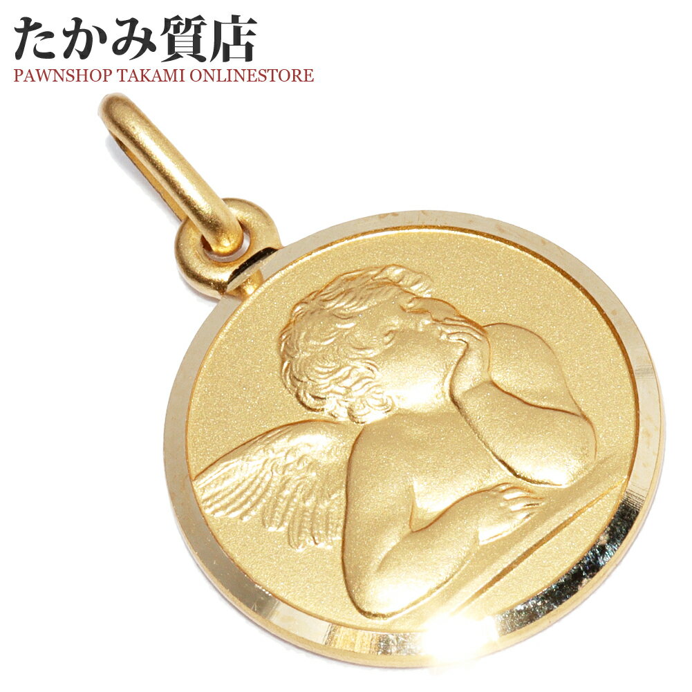 ウノアエレ ペンダントトップ K18YG エンジェル 天使 コイン風