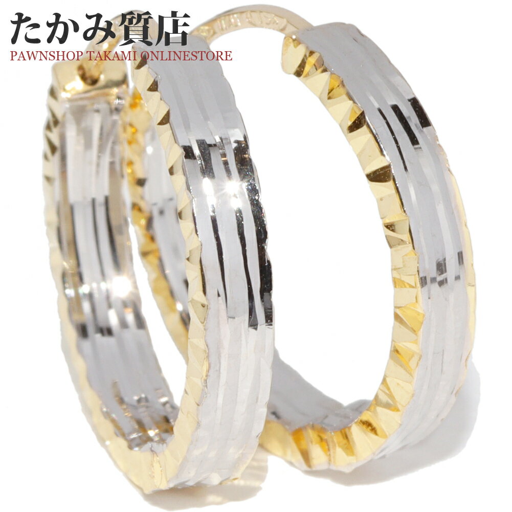 Rakuten - ピアス K18YG K18WG フープピアス