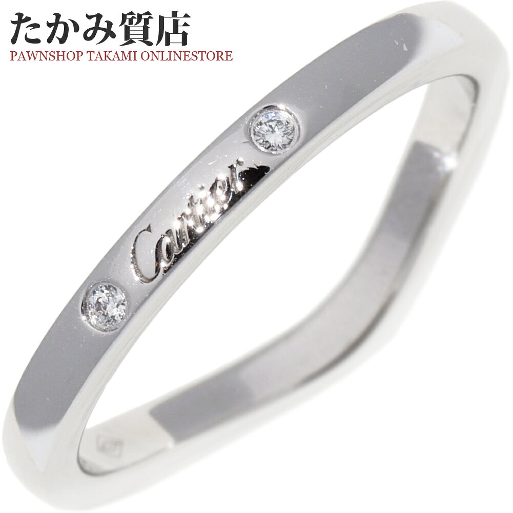 Rakuten - カルティエ 指輪 Pt950 ダイヤ3P(0.01ct) バレリーナウェディングリング 幅2ミリ B40929 #48(8号)