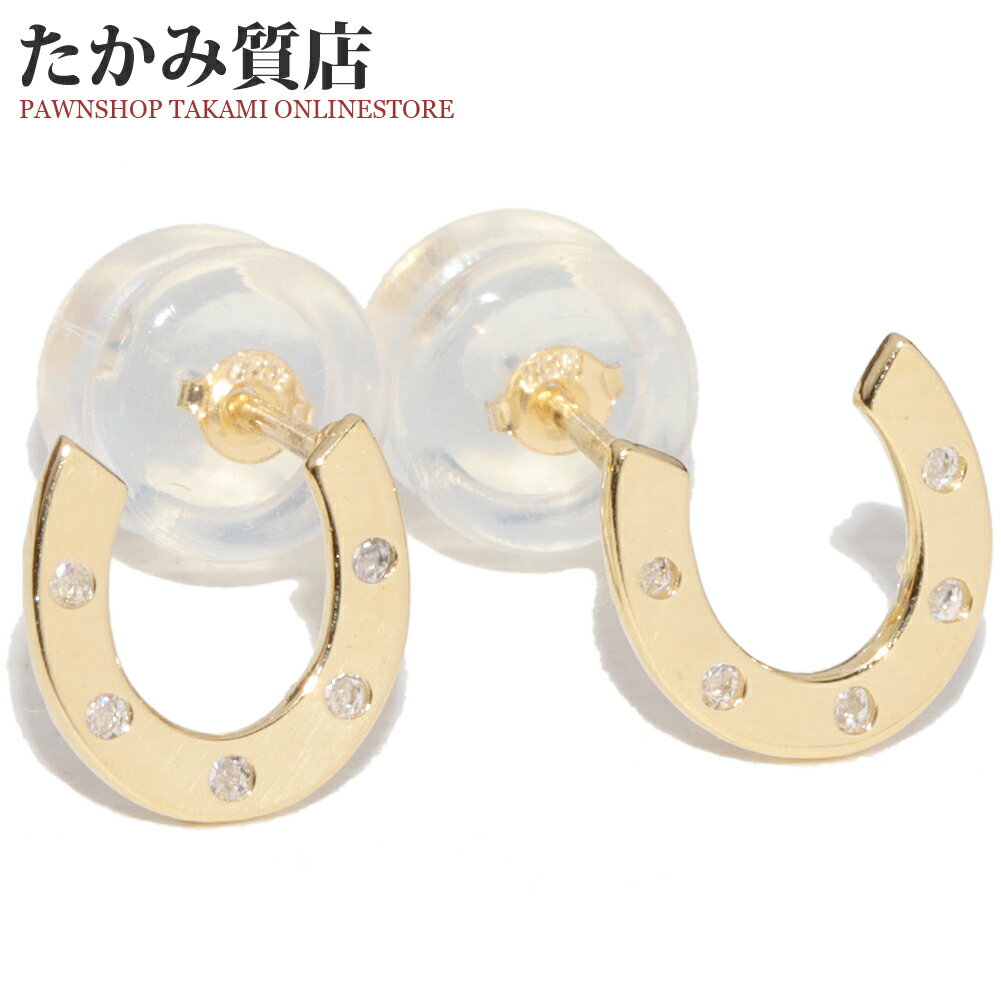 Rakuten - ピアス K18YG キュービックジルコニア10P ホースシュー 馬蹄