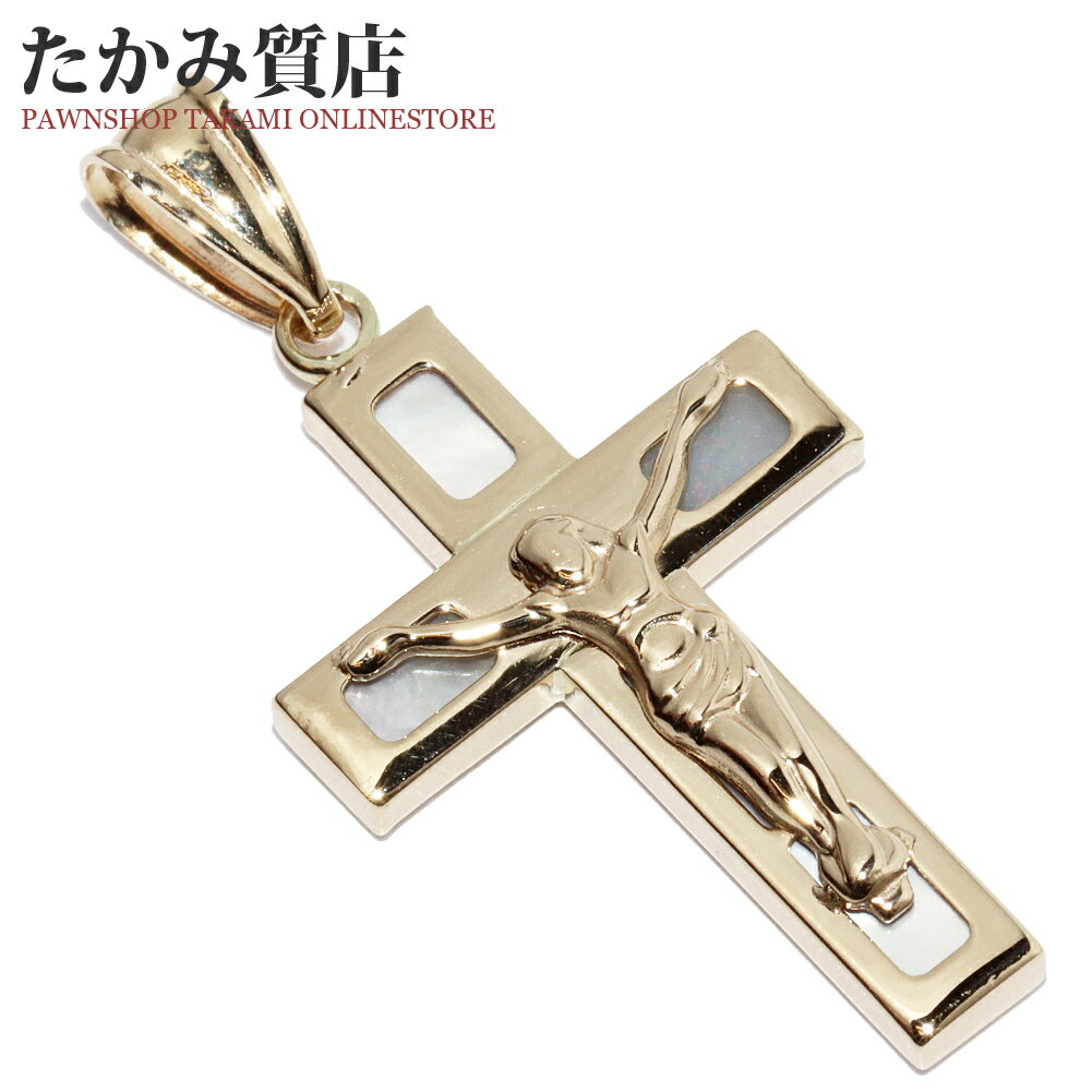 Rakuten - ペンダントトップ K18YG ホワイトシェル ロザリオクロス