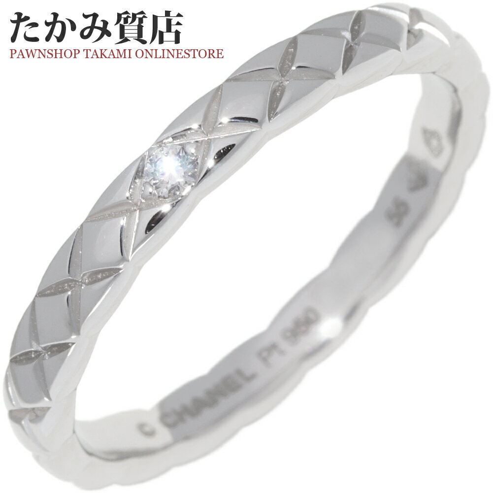 シャネル 指輪 Pt950 ダイヤ1P(約0.03ct) ココクラッシュ コレクション マリッジリング スモールモデル J11354 #55(約14.5号)
