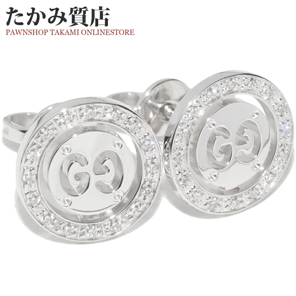 gucci///////////////\\\' - グッチ ピアス K18WG ダイヤ32P GGアイコン スタッズピアス