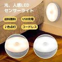 【送料無料】2色切り替え! 電球色&昼光色 人感センサー ナイトライト ledライト 自動点灯 消灯 マグネット付き 粘着テープ 屋内 洗面所 小型 usb充電...