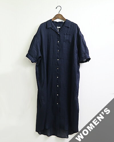 乐天商城 - comm.arch. コムアーチ ワンピース レディース French Linen Open Collar Short Sleeve One Piece - BLUE HOLE フレンチリネンオープンカラー半袖ワンピース COMMARCH-OP5 送料無料