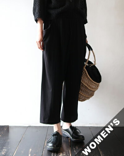 evam eva エヴァムエヴァ パンツ レディース cut&sew cropped pants - 90 BLACK カットソー クロップド パンツ E261C170 送料無料