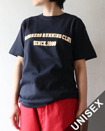 PROGRESS RUNNING CLUB プログレスランニングクラブ カットソー メンズ レディース COLLEGE SHORT SLEEVE Tee NAVY PRC-SSTN メール便可