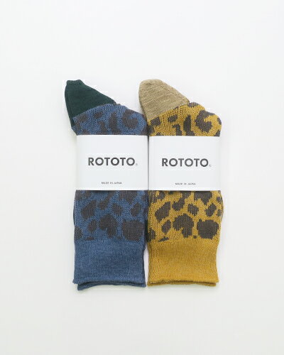 rototo 靴下 メンズ RoToTo ロトト ソックス メンズ レディース ORGANIC COTTON & RECYCLE POLYESTER CREW SOCKS "LEOPARD" クルーソックス R1418 メール便可