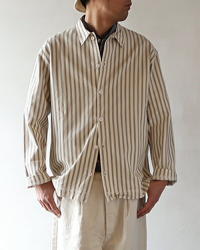 乐天商城 - TENDER Co. テンダーコー シャツ メンズ WEAVER'S STOCK LONG SLEEVED SQUARE SHIRT - ARMCHAIR STRIPE スクエアシャツ WS422 送料無料