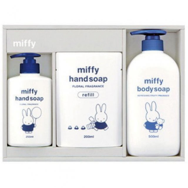 熊野油脂miffy　ミッフィー　薬用液体ハンドソープセットギフト　薬用　コロナ　ウイルス　予防　対策　手洗い　殺菌成分　菌　清潔　弱酸性　無添加　敏感肌　イソプロピルメチルフェノール　液体　キャラクター　洗浄 ボディソープ　体　ボディ　ハンド カモミール