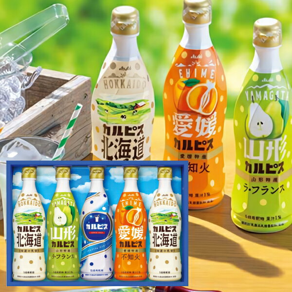 カルピスギフトセット（5本）ご当地素材・ギフト限定・詰め合わせ・とっておき・健康・乳酸菌・国産生乳・酵母・発酵・自然製法・さわやかな・飲み物・カルシウム・中元・夏季・お中元・手土産・おすすめ・北海道・おいしい・送料無料