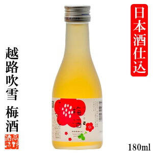 梅酒 日本酒仕込み 越路吹雪(こしじふぶき) 180ml 梅酒 日本酒梅酒 本格梅酒 日本酒ベース ロック ソーダ割り 甘くない 酒 お酒 1合瓶 ミニボトル お試し ギフト プレゼント 贈答 贈り物 お礼 お返し プチギフト 蔵元直送 新潟 高野酒造