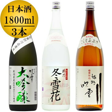 【蔵元直送】日本酒 飲み比べセット 越路吹雪 大吟醸 五百万石 1800ml 越乃冬雪花 純米吟醸酒 1800ml 越路吹雪 極寒仕込 普通酒 1800ml 一升瓶 1.8L 3本 新潟 高野酒造【父の日 母の日 日本酒 贈答 贈り物 ギフト プレゼント 辛口 酒 お酒 地酒 清酒】 ※包装不可