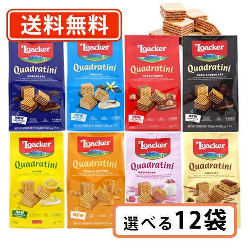 エントリーしてポイント最大7倍★11月27日1時59分まで! ローカー クワドラティーニ 8種類から選べる12袋セット ウエハース チョコレート【送料無料(一部...