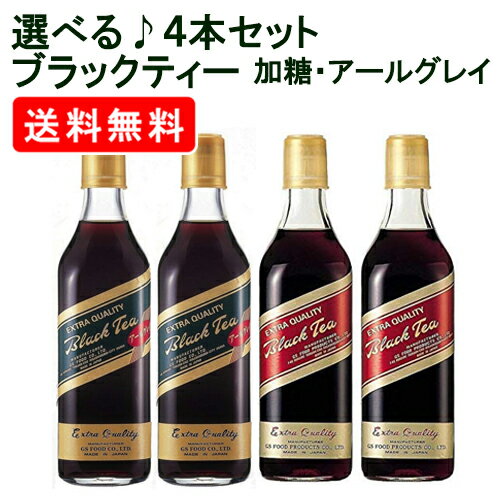 エントリーしてポイント5倍！5月16日1時59分まで！GSフード ブラックティー 選べる4本セット 500ml×4本 アイスティー リキッド アイスティー 加糖ジーエスフード