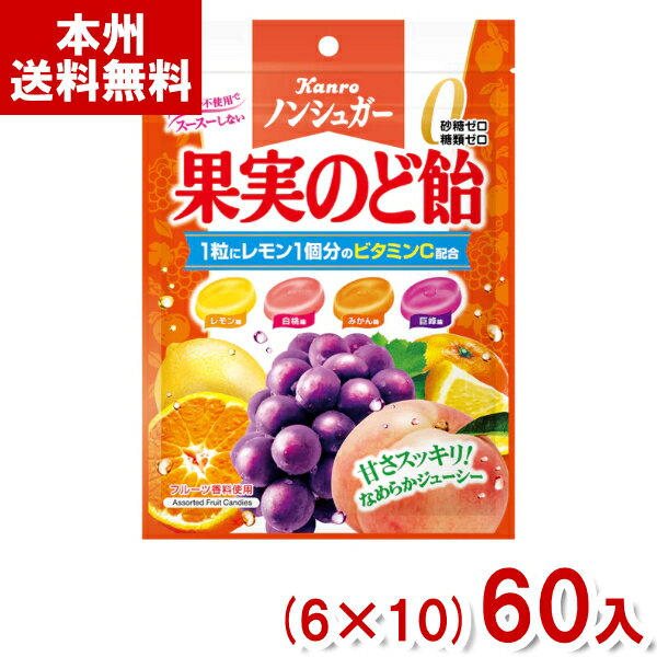 カンロ 90g ノンシュガー果実のど飴 (6×10)60入 (砂糖不使用 人工甘味料不使用 飴) (Y10)(ケース販売) ..
