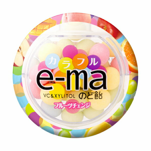 味覚糖 e-maのど飴 容器 カラフルフルーツチェンジ (イーマ のどあめ まとめ買い) (本州送料無料)