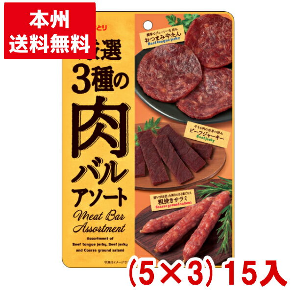 なとり 厳選3種の肉バルアソート 48g (5×3)15入 (Y80)(本州送料無料)(おつまみ ビーフジャーキー サラミ 牛たん)