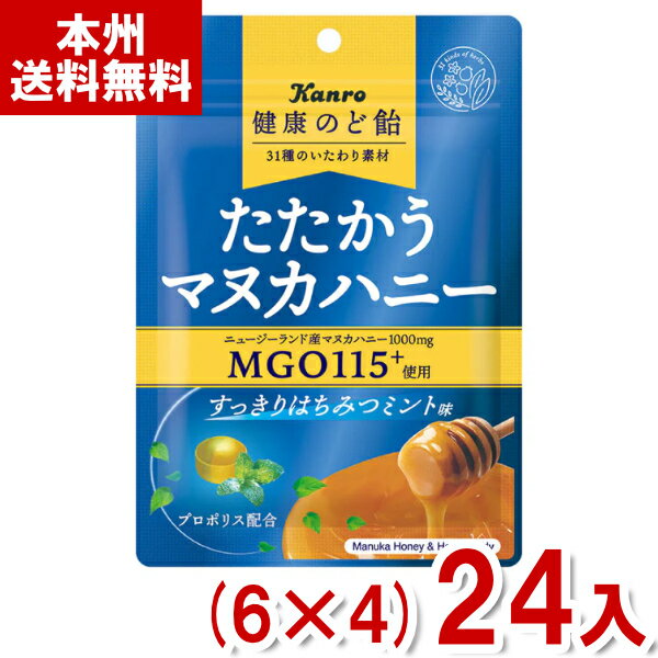 カンロ 80g 健康のど飴 たたかうマヌカハニー すっきりはちみつミント (6×4)24入 (キャンディ のどあめ) (Y80) (本州送料無料)