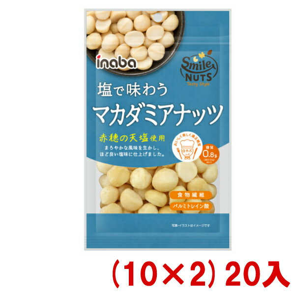 稲葉ピーナツ 塩で味わう マカダミアナッツ 53g (10×2)20入 (Y80) (ロカボ 低糖質 糖質オフ) (本州送料無料)