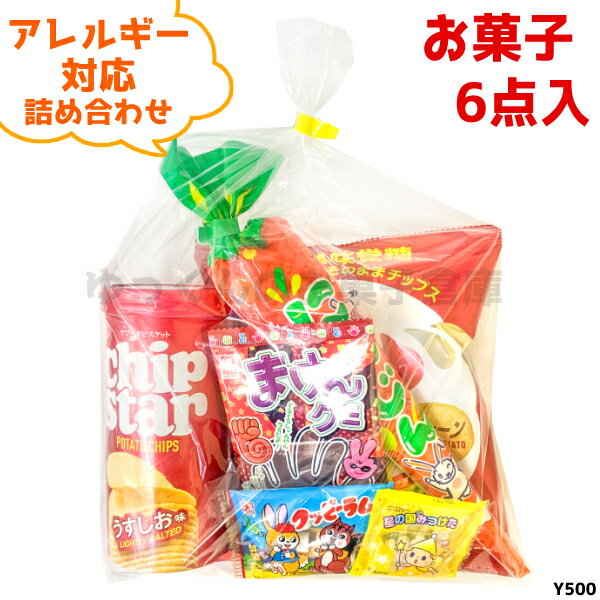 (アレルギー対応 Y500) お菓子 詰め合わせ 6点セット 袋詰め (駄菓子 販促品 イベント プレゼント 子供会) ゆっくんのお菓子倉庫 (1袋)(ar-500)