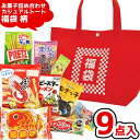 お正月 お菓子 詰め合わせ 9点 セット (Y800 カジュアル トート 特小 福袋 柄)(お祭 縁起 駄菓子 販促品 イベント プレゼント 子供会 ランチバッ...