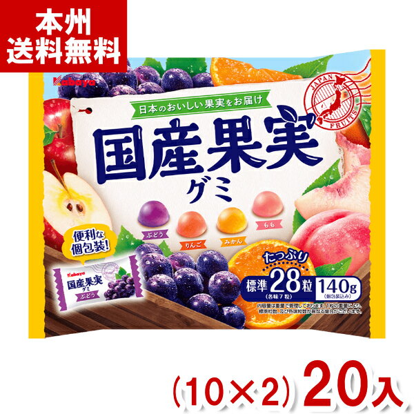 カバヤ 140g 国産果実グミ (10×2)20入 (アソート フルーツ グミ 大袋 お菓子 景品) (Y10)(2ケース販売) (本州送料無料) 1