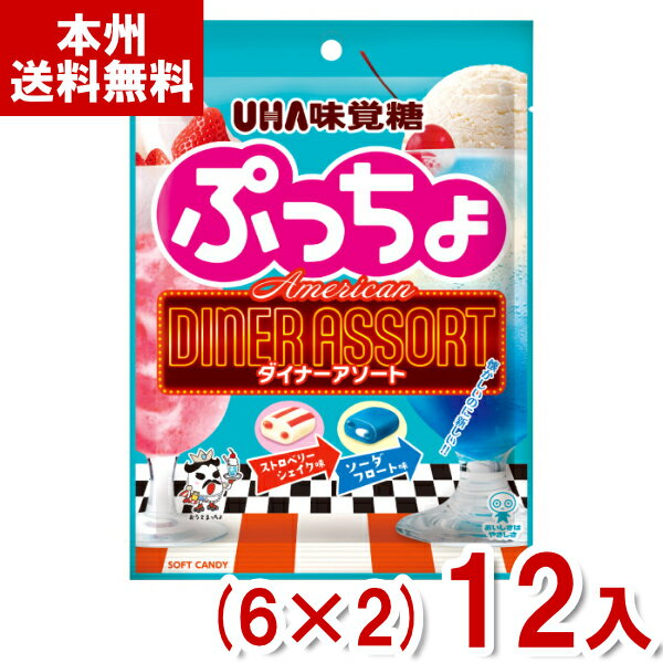 (賞味期限2025.12月末) 味覚糖 67g ぷっちょ袋 アメリカンダイナーアソート (6×2)12入 (最短当日出荷) (アウトレット 訳あり 見切り品 セ...