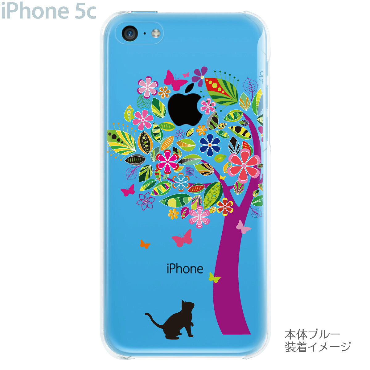 iphone5c ケース クリア イラスト iphone クリアケース 花とネコ iPhone5c iPhone ...