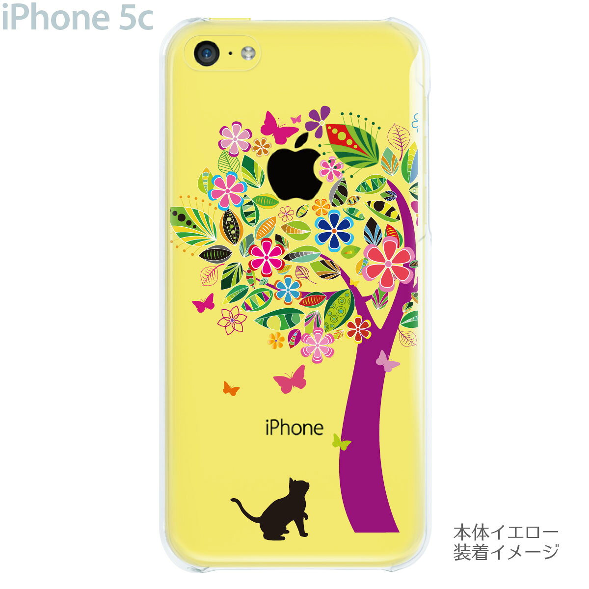 iphone5c ケース クリア イラスト iphone クリアケース 花とネコ iPhone5c iPhone ...